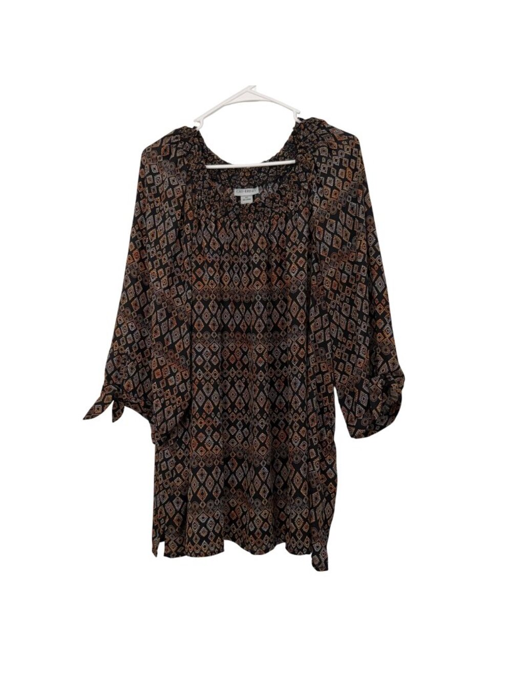 Catherines Womens Black & Orange Geometric Print Tunic Plus Size 3X (26/28W)